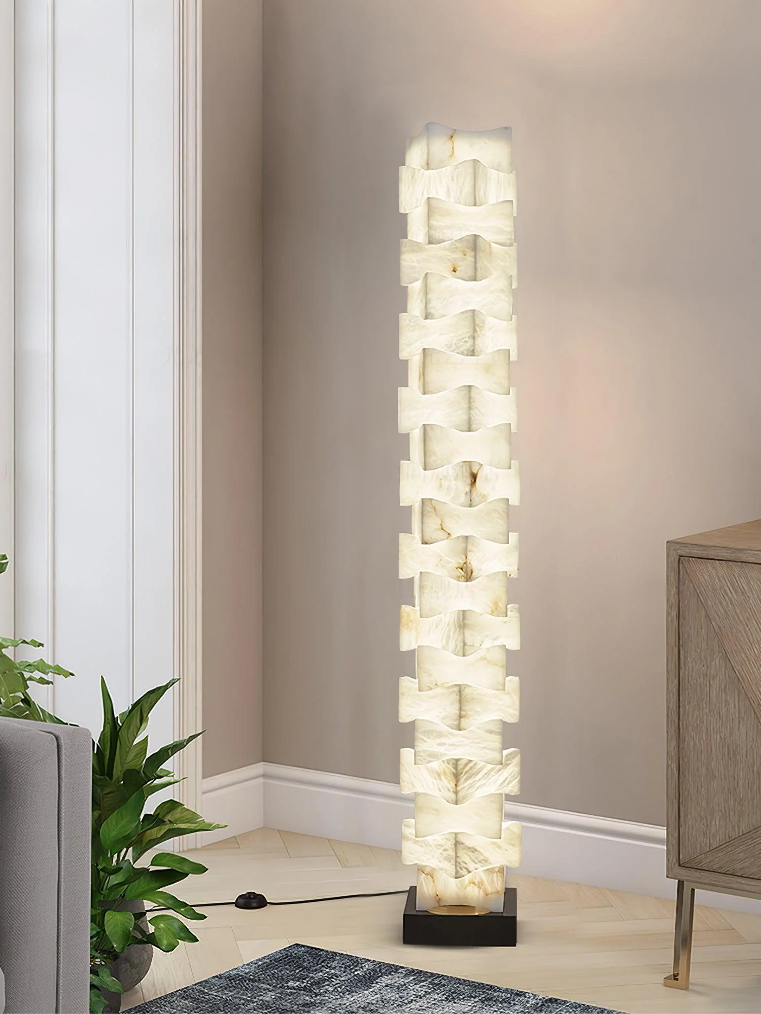 Stacked Sculptural Alabaster Floor Light - Image 12