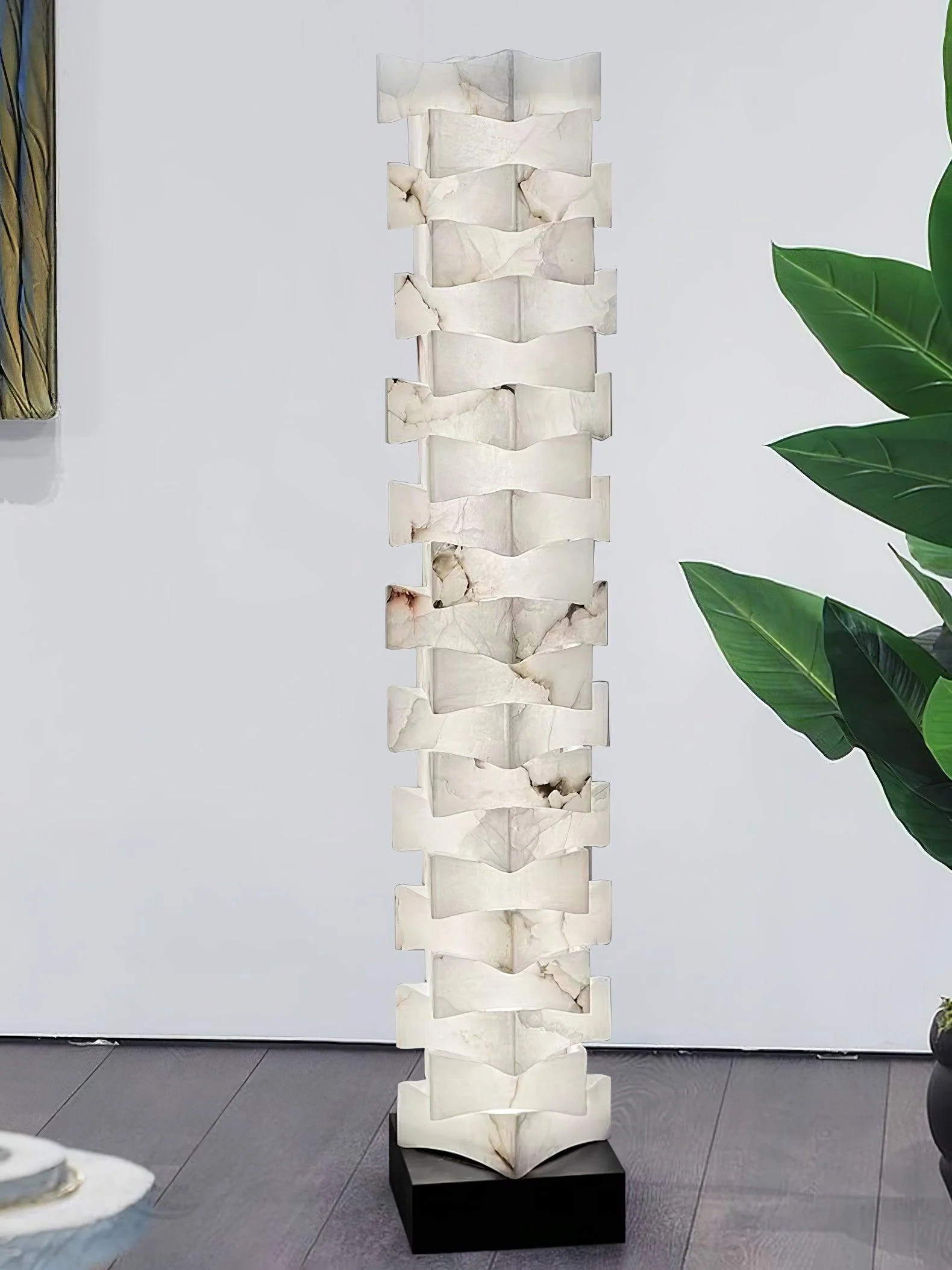 Stacked Sculptural Alabaster Floor Light - Image 15