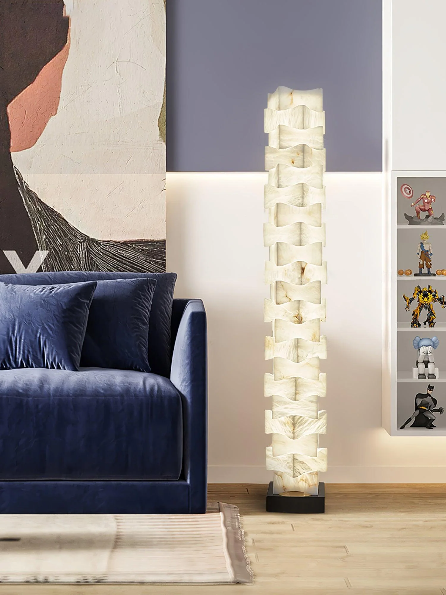Stacked Sculptural Alabaster Floor Light - Image 16