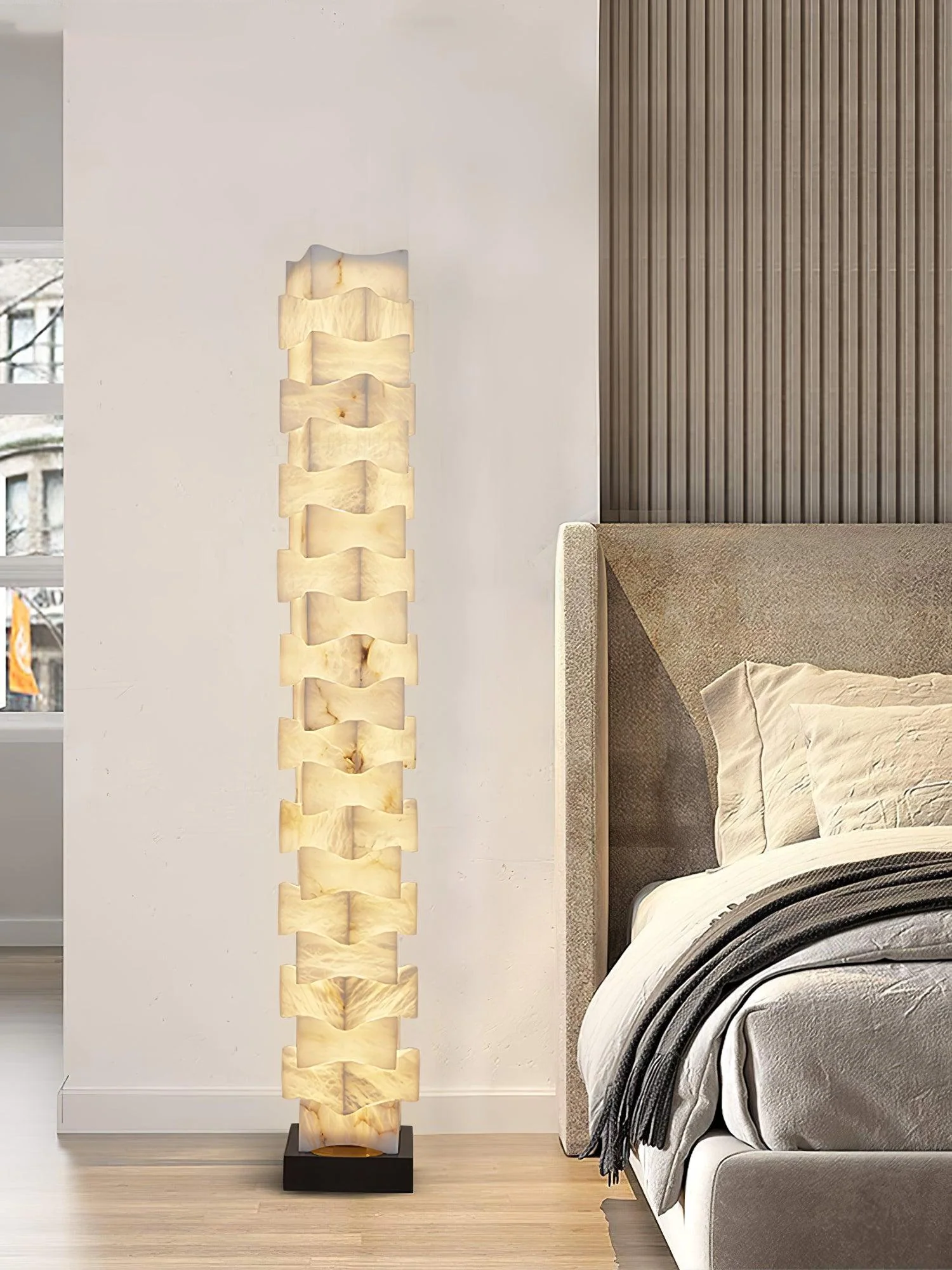 Stacked Sculptural Alabaster Floor Light - Image 17