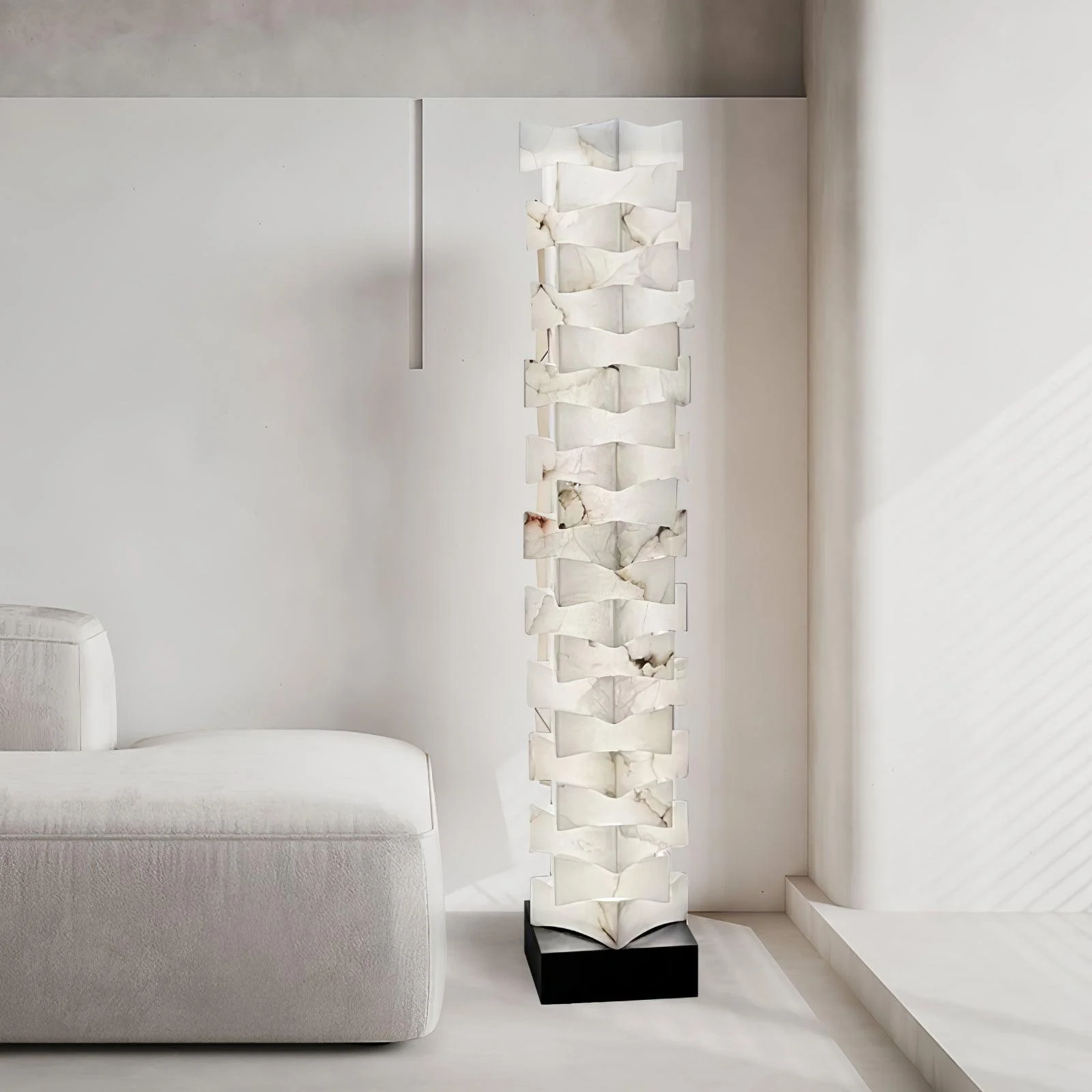 Stacked Sculptural Alabaster Floor Light - Image 2