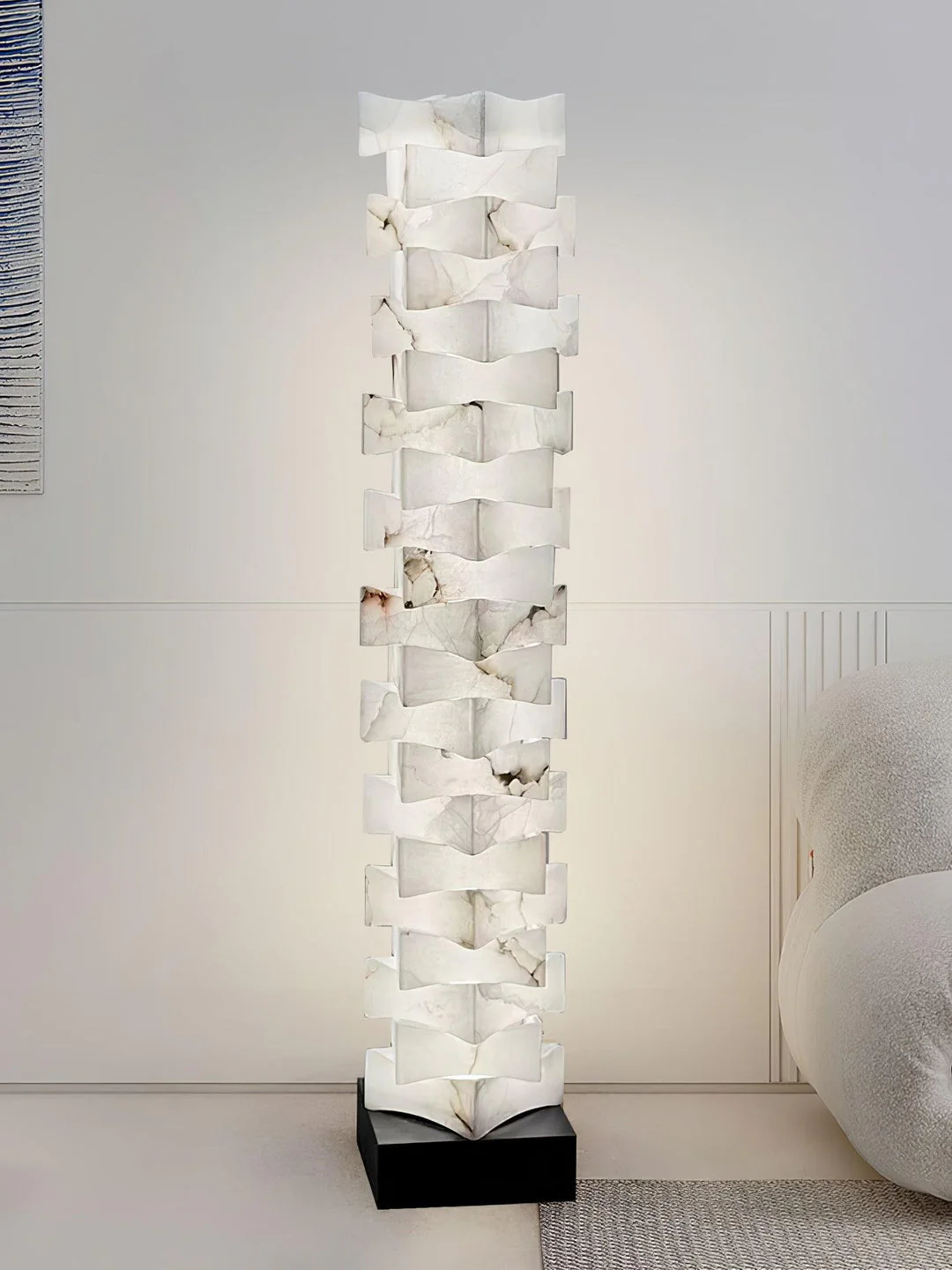 Stacked Sculptural Alabaster Floor Light - Image 20