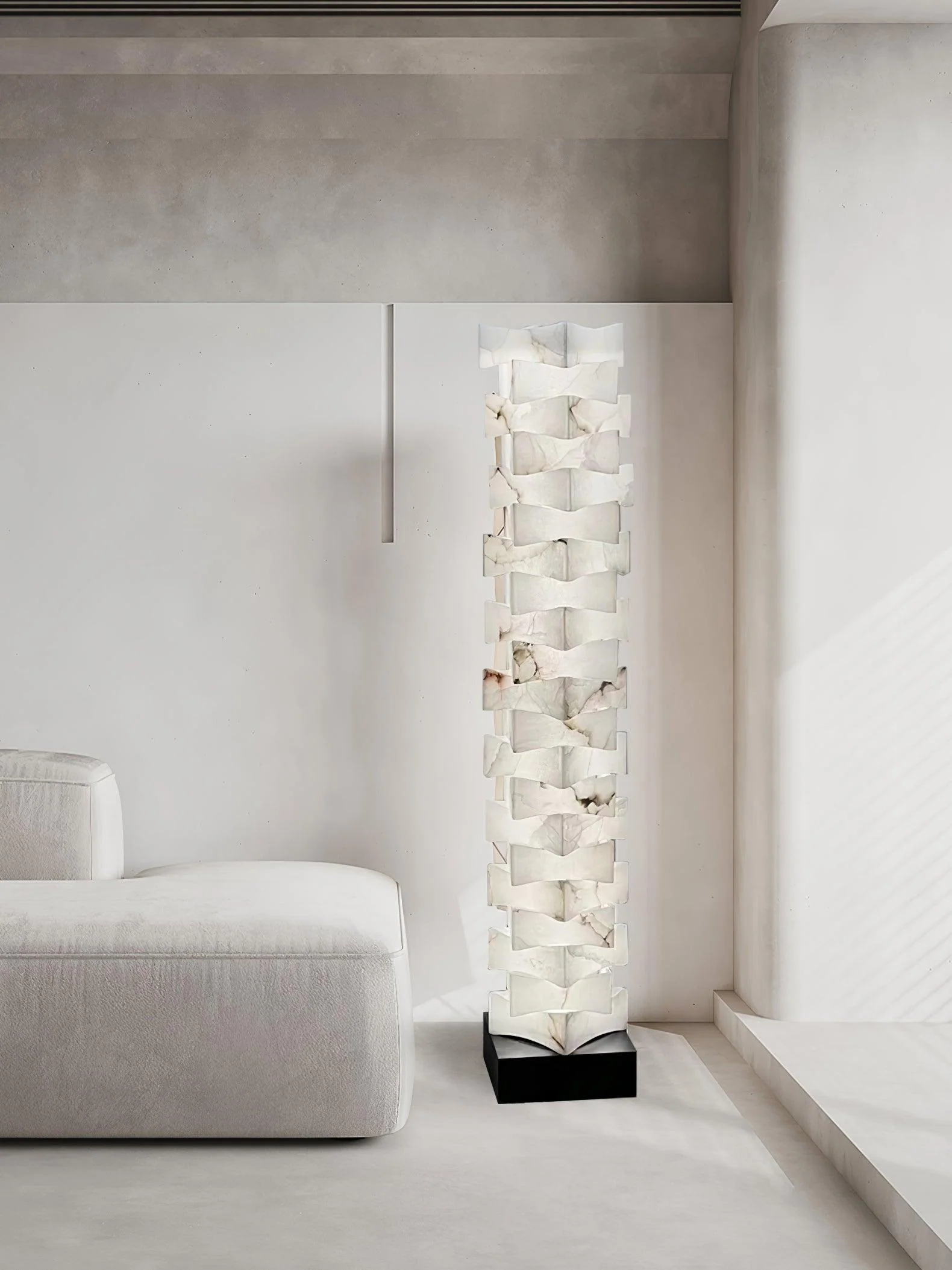 Stacked Sculptural Alabaster Floor Light - Image 21