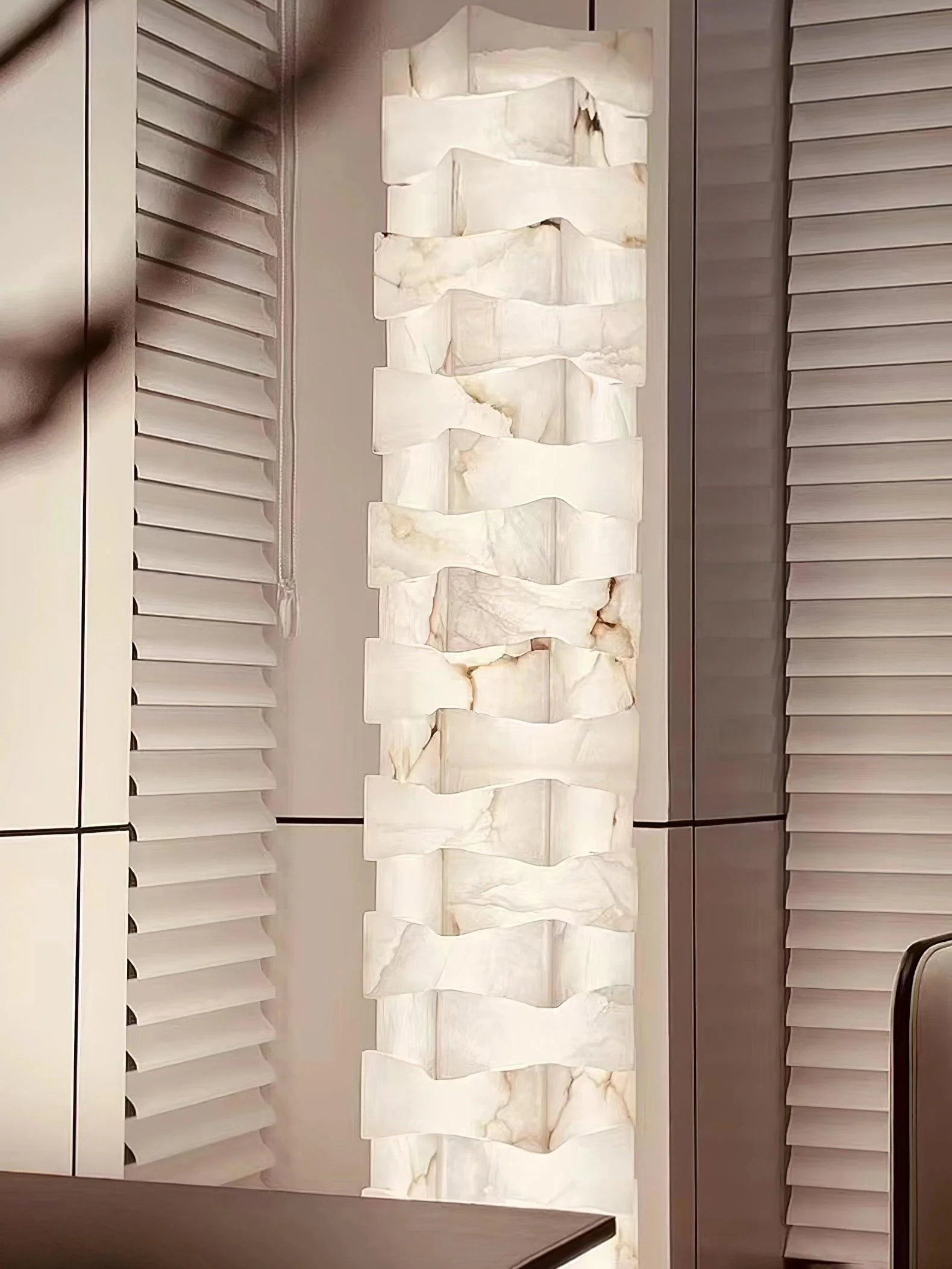 Stacked Sculptural Alabaster Floor Light - Image 24