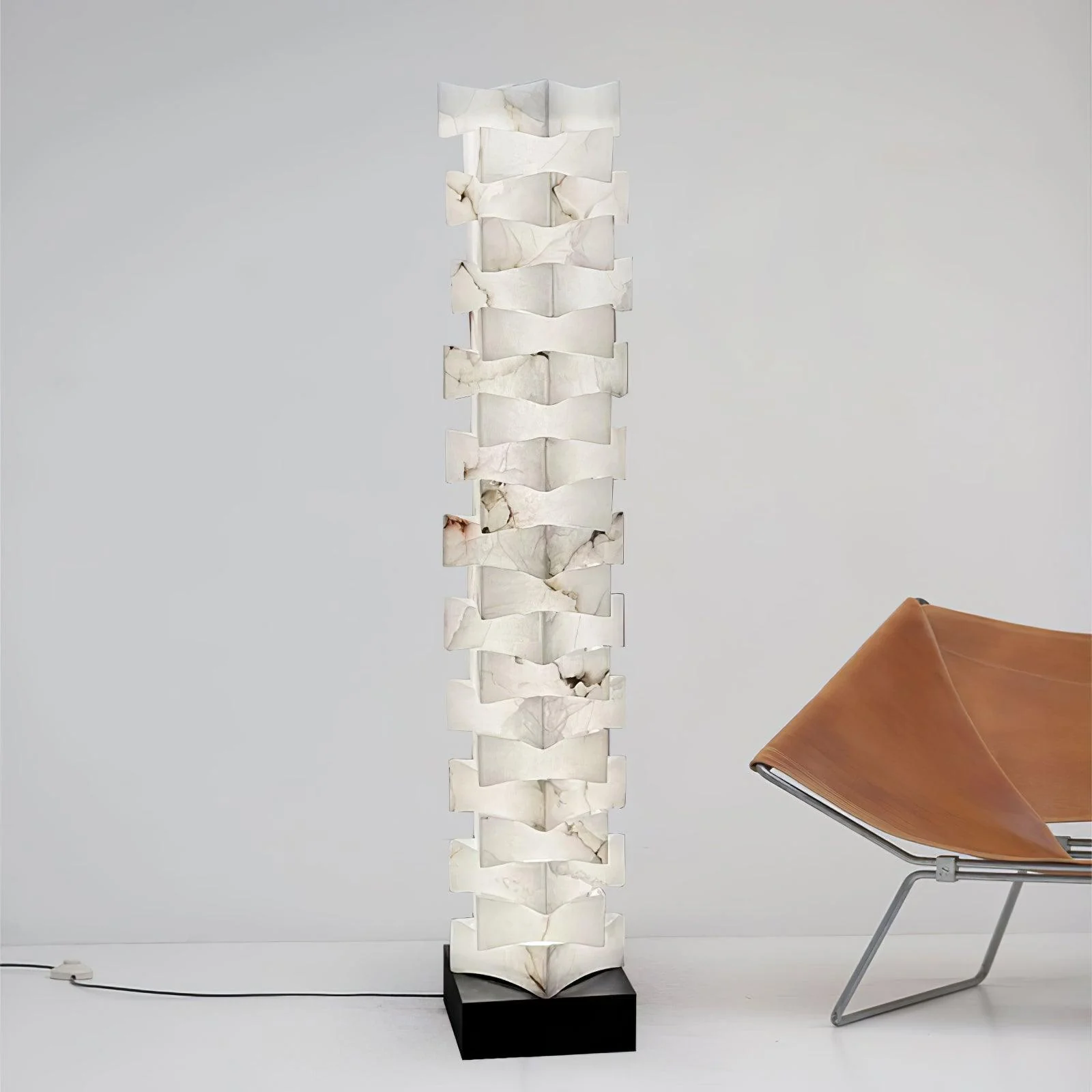 Stacked Sculptural Alabaster Floor Light - Image 25