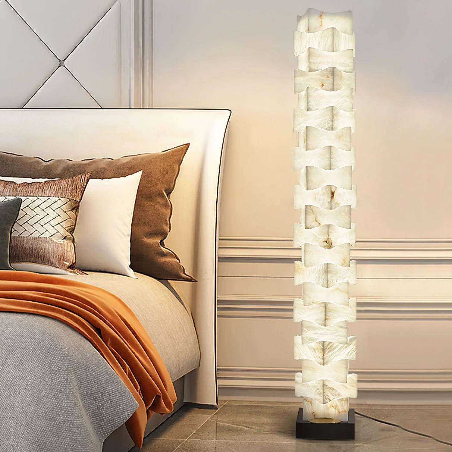 Stacked Sculptural Alabaster Floor Light - Image 5