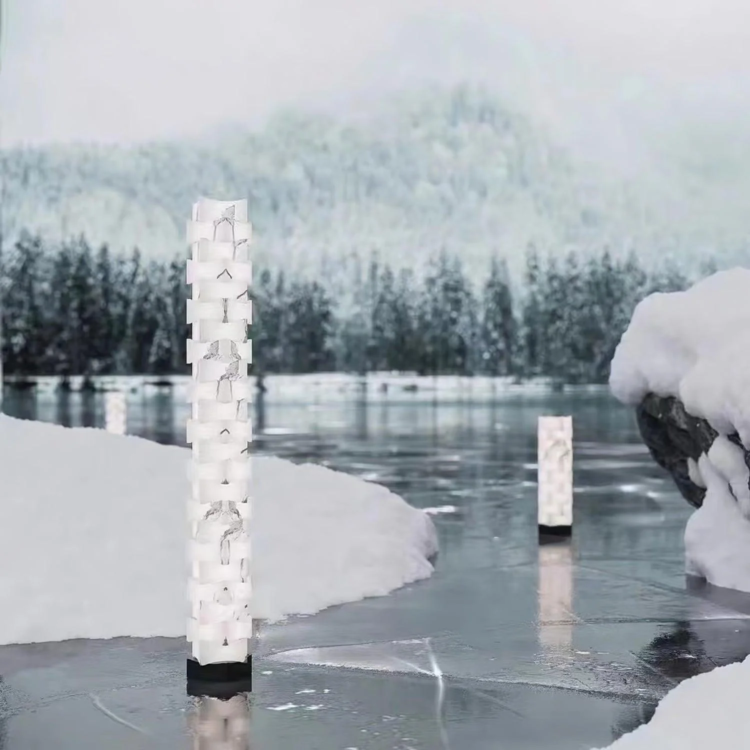 Stacked Sculptural Alabaster Floor Light - Image 6