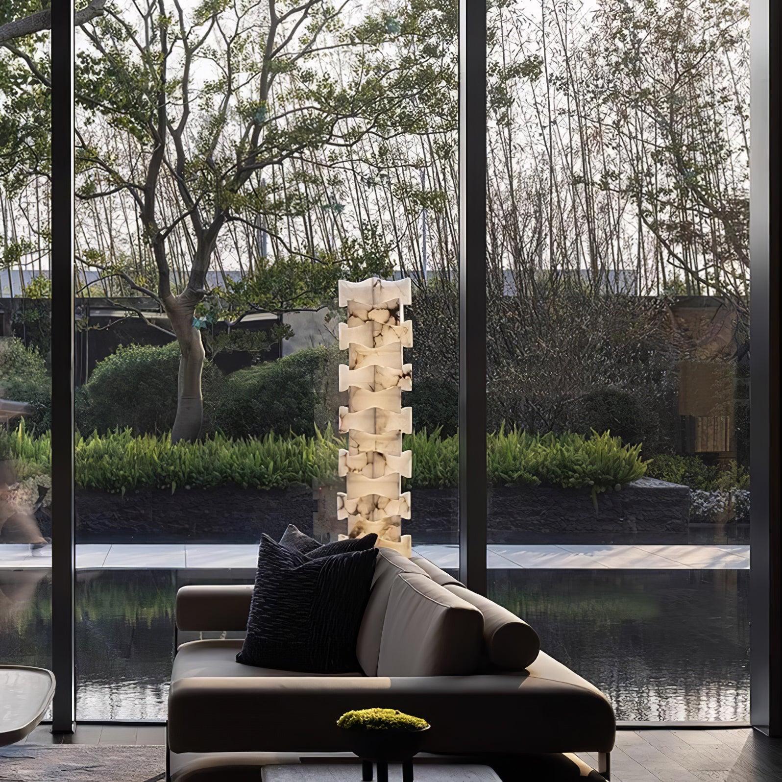 Stacked Sculptural Alabaster Floor Light - Image 7