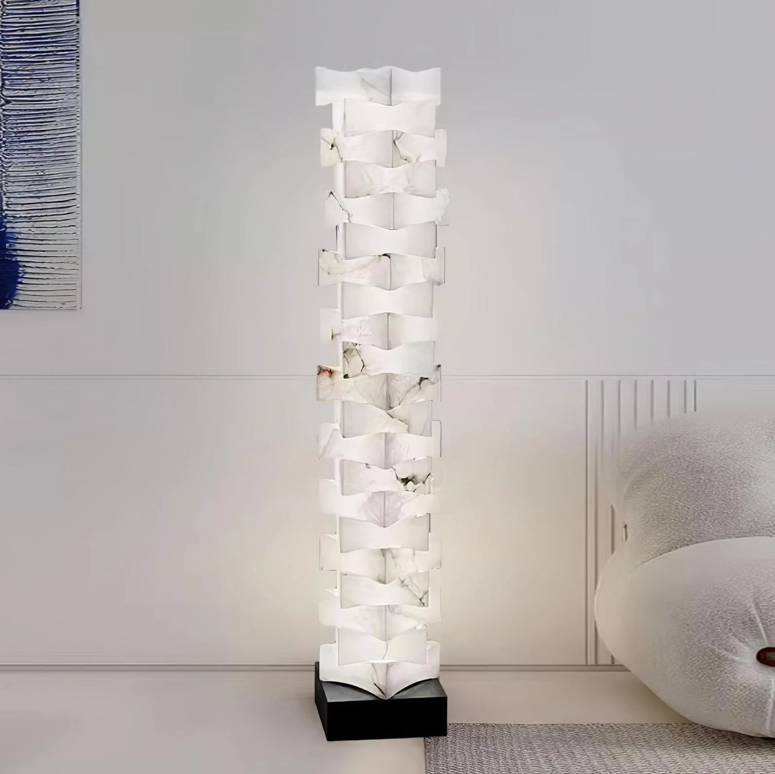 Stacked Sculptural Alabaster Floor Light - Image 8