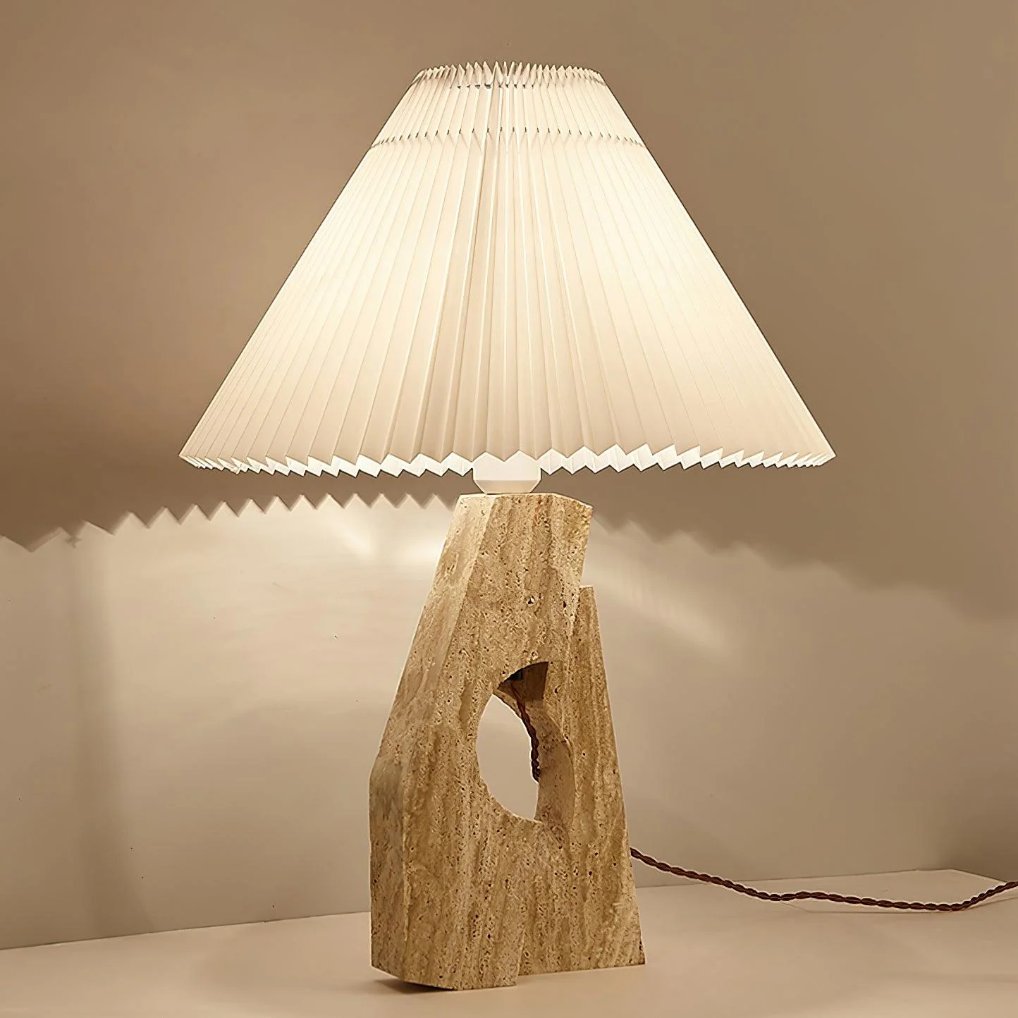 Stone Pillar Contemporary Travertine Table Light - Image 11