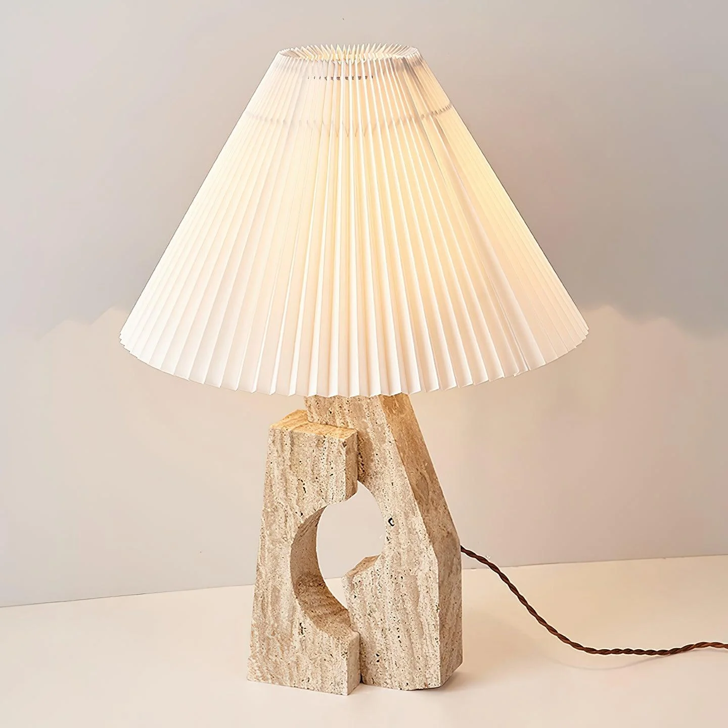 Stone Pillar Contemporary Travertine Table Light - Image 12