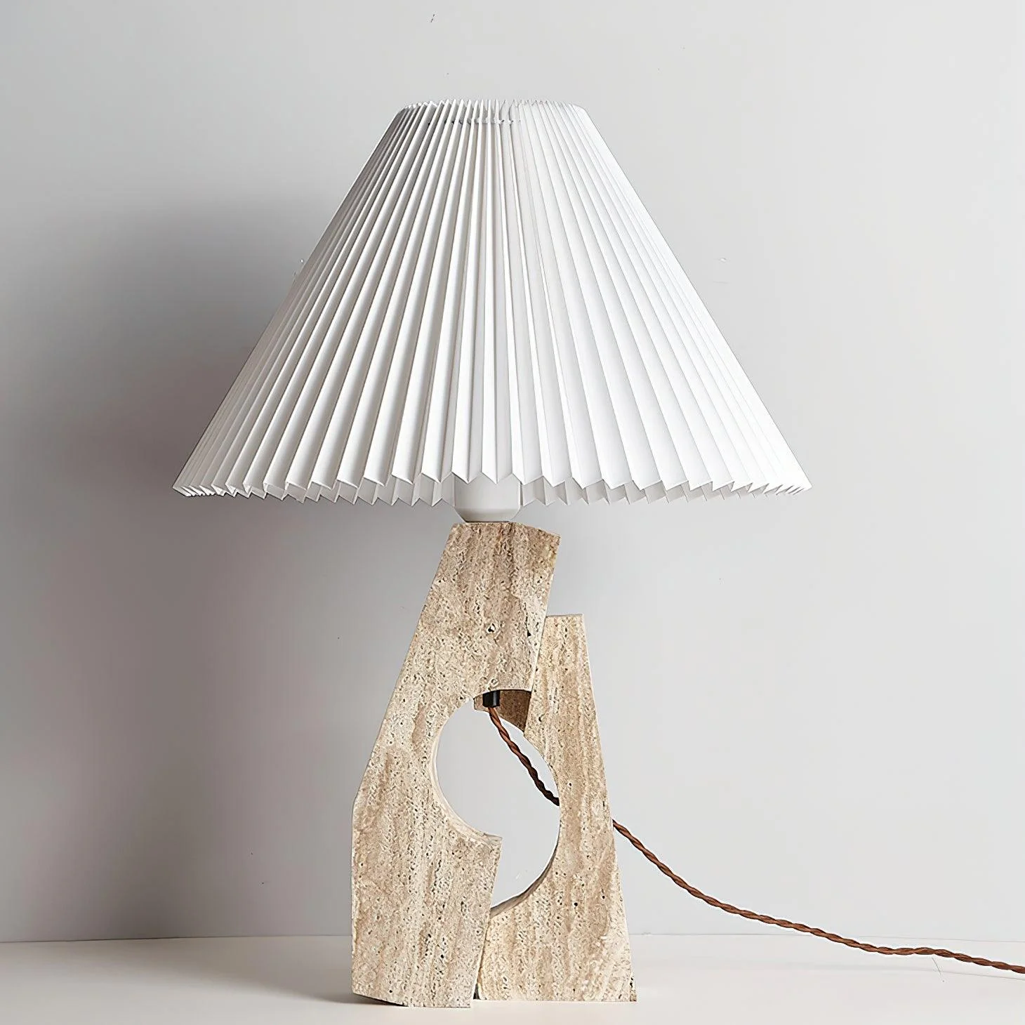 Stone Pillar Contemporary Travertine Table Light - Image 13