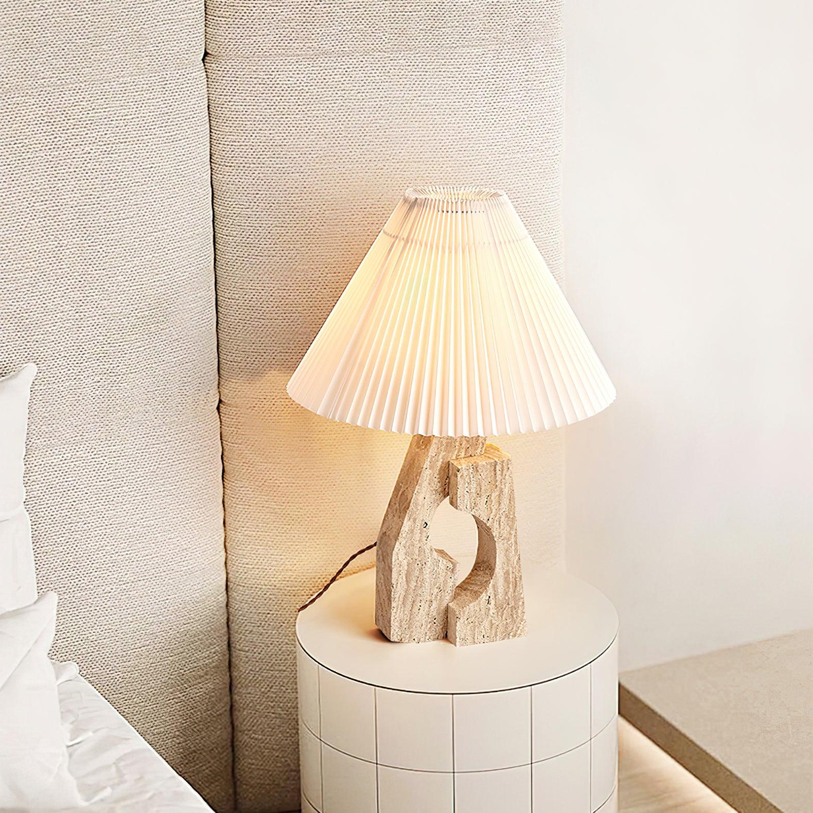 Stone Pillar Contemporary Travertine Table Light - Image 4