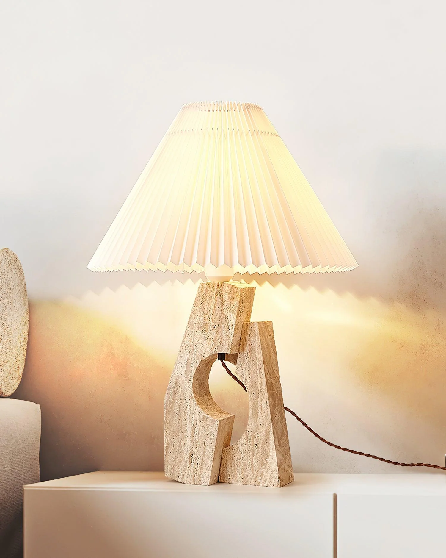 Stone Pillar Contemporary Travertine Table Light - Image 5