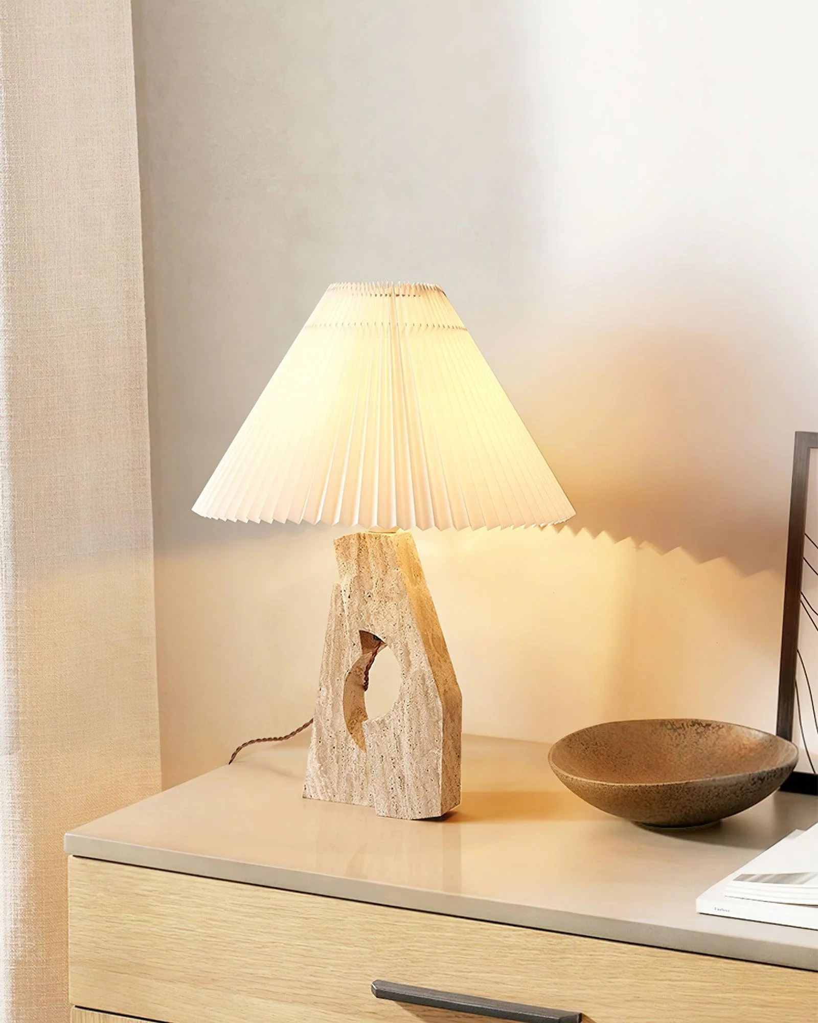 Stone Pillar Contemporary Travertine Table Light - Image 9