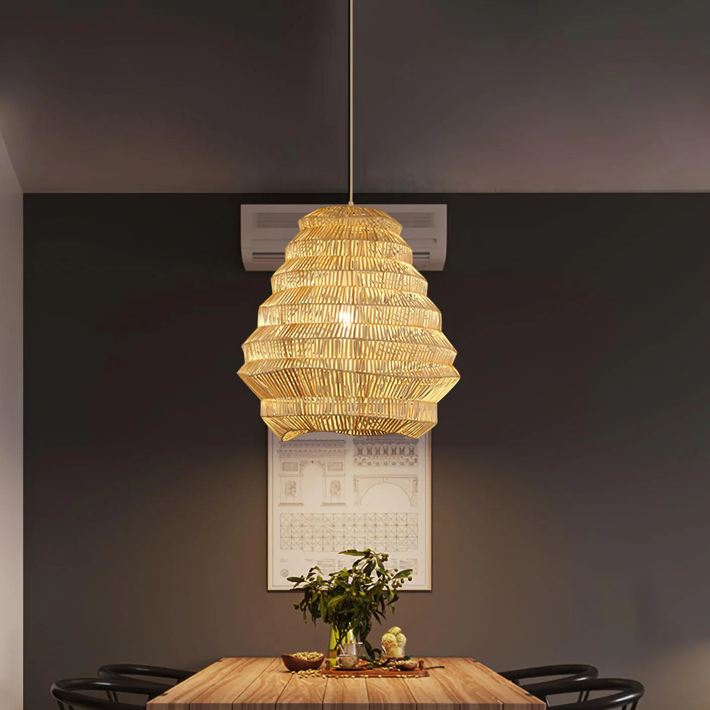 Strata Modern Bamboo Pendant Lamp - Image 4