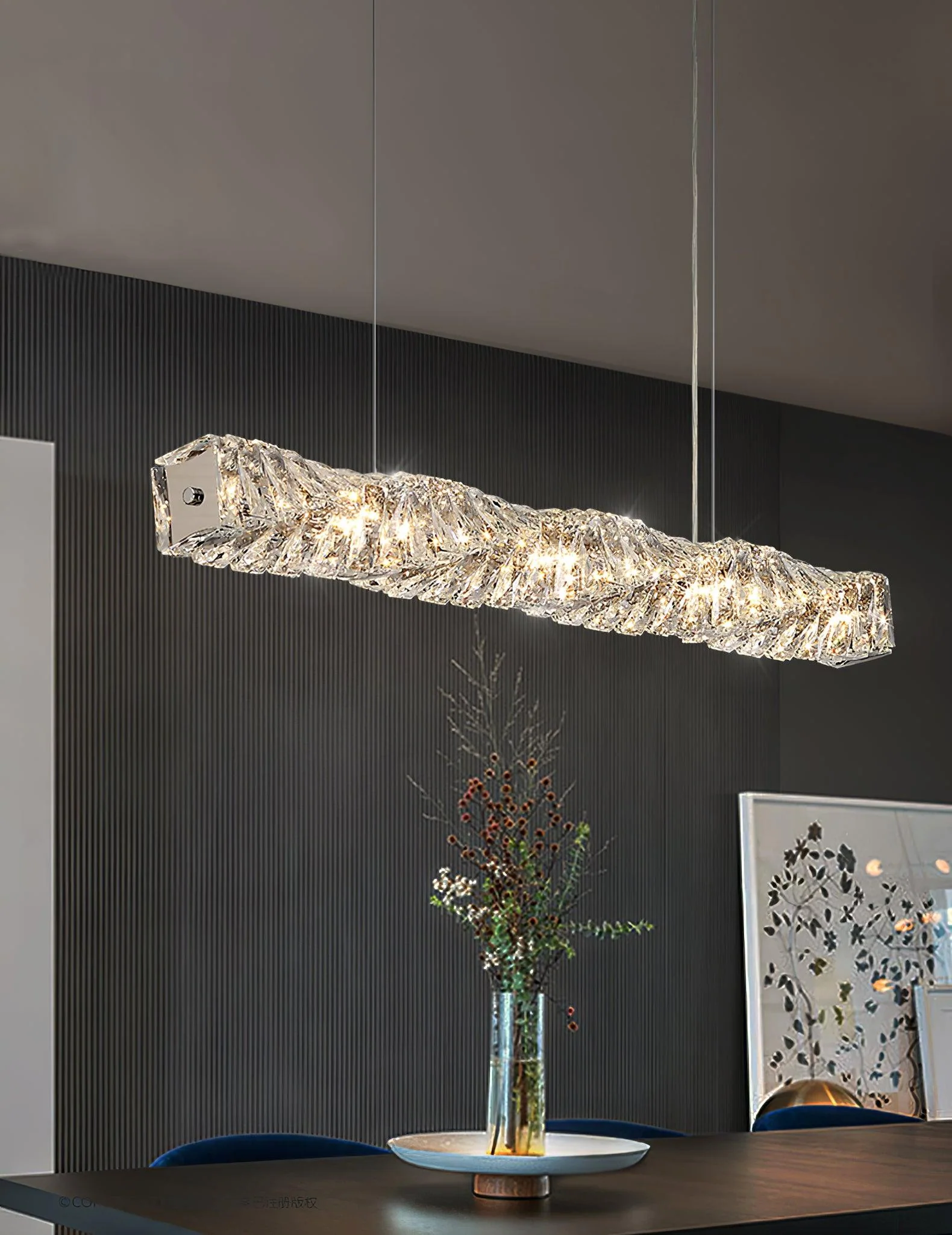 Stream Long Crystal Pendant Lamp - Image 19
