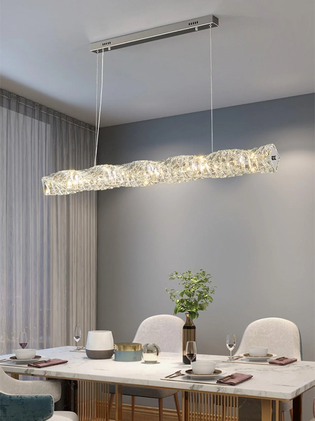Stream Long Crystal Pendant Lamp - Image 57