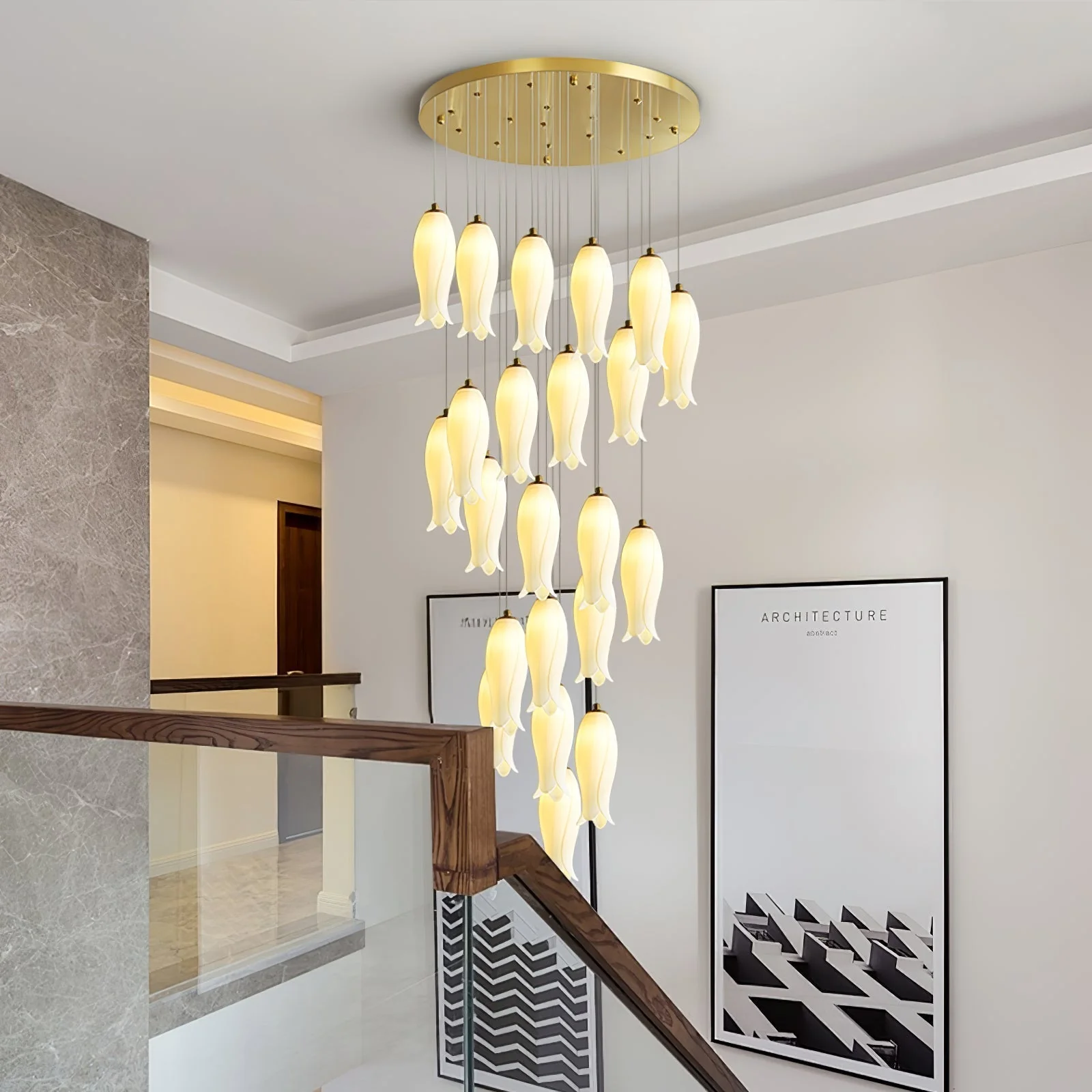 Sylirion Alabaster Brass Chandelier - Image 28