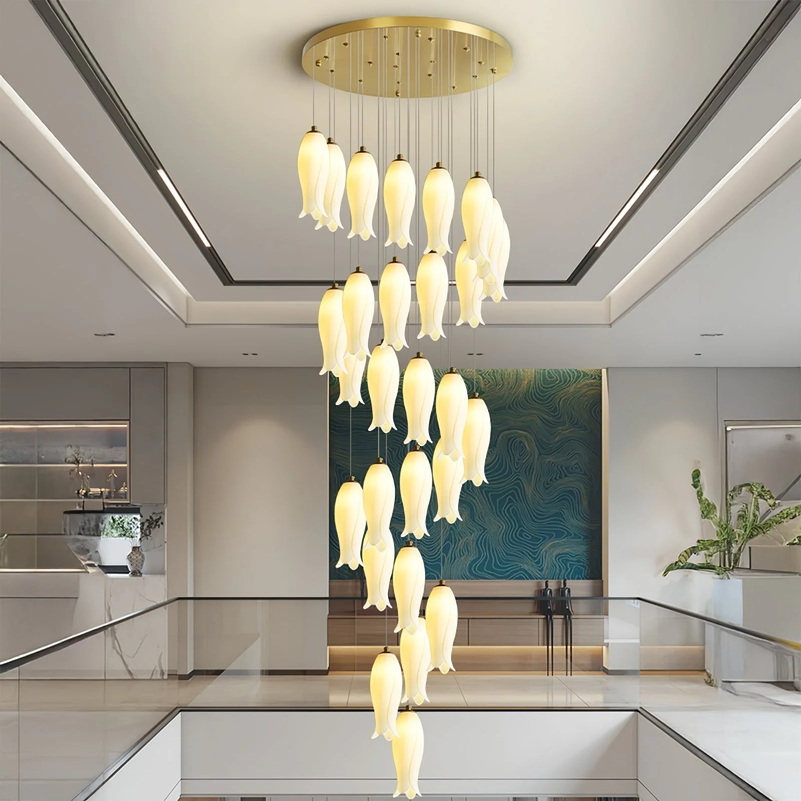 Sylirion Alabaster Brass Chandelier - Image 50