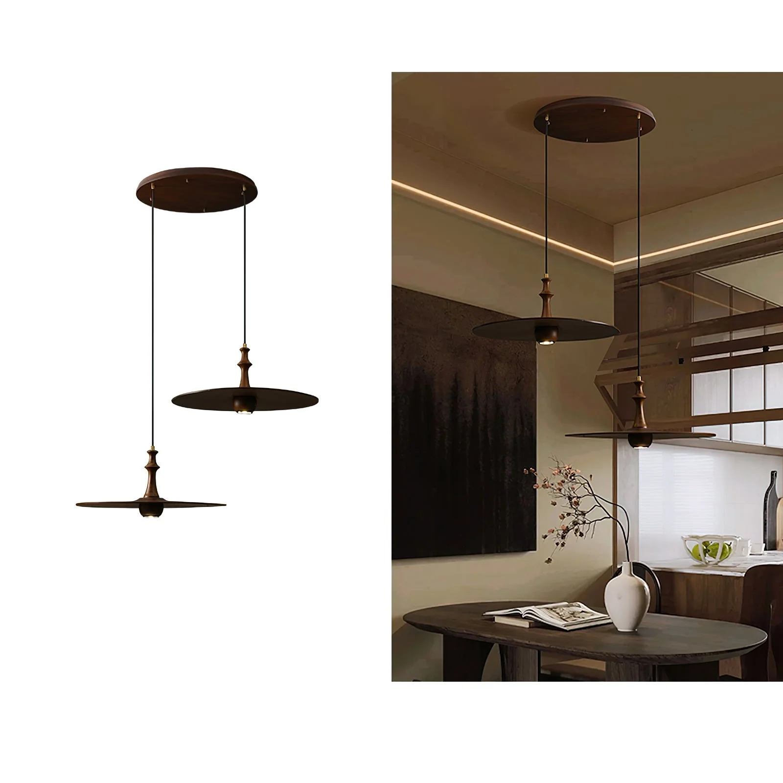 Syrinyra Sculptural Wood Disc Pendant Light - Image 13