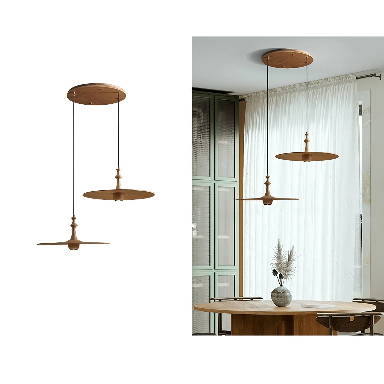 Syrinyra Sculptural Wood Disc Pendant Light - Image 14