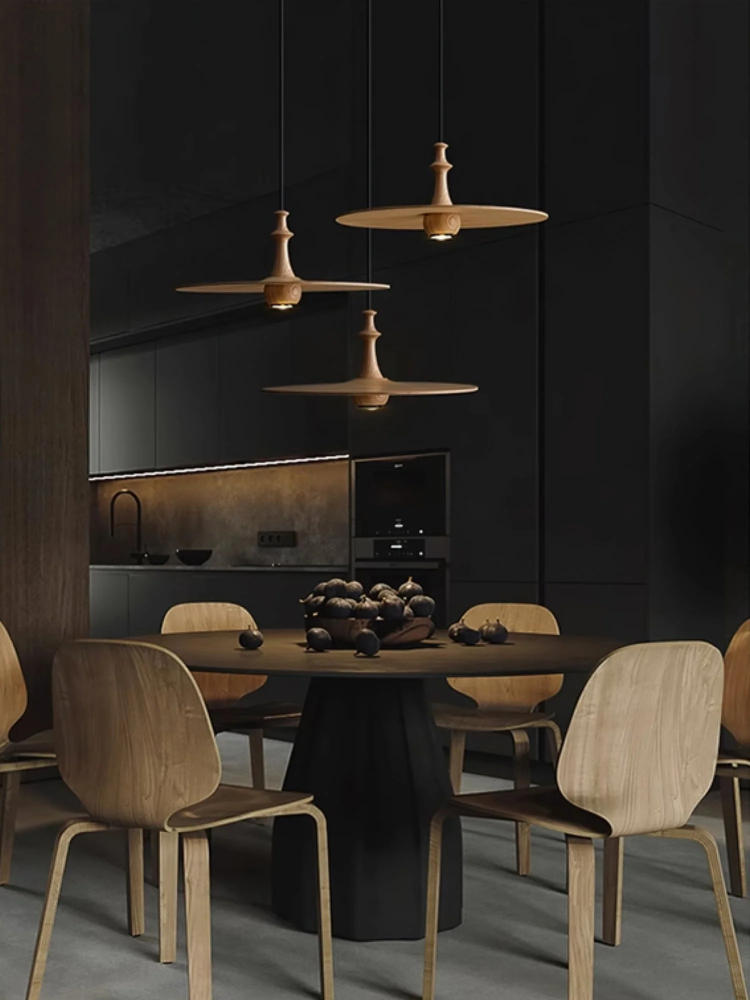 Syrinyra Sculptural Wood Disc Pendant Light - Image 16