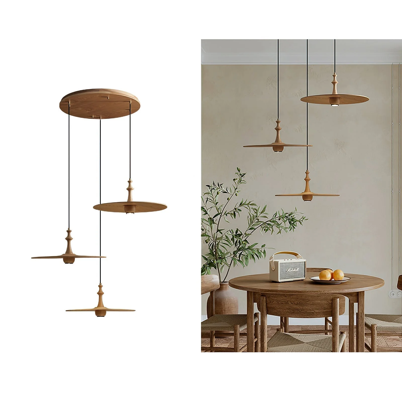 Syrinyra Sculptural Wood Disc Pendant Light - Image 20