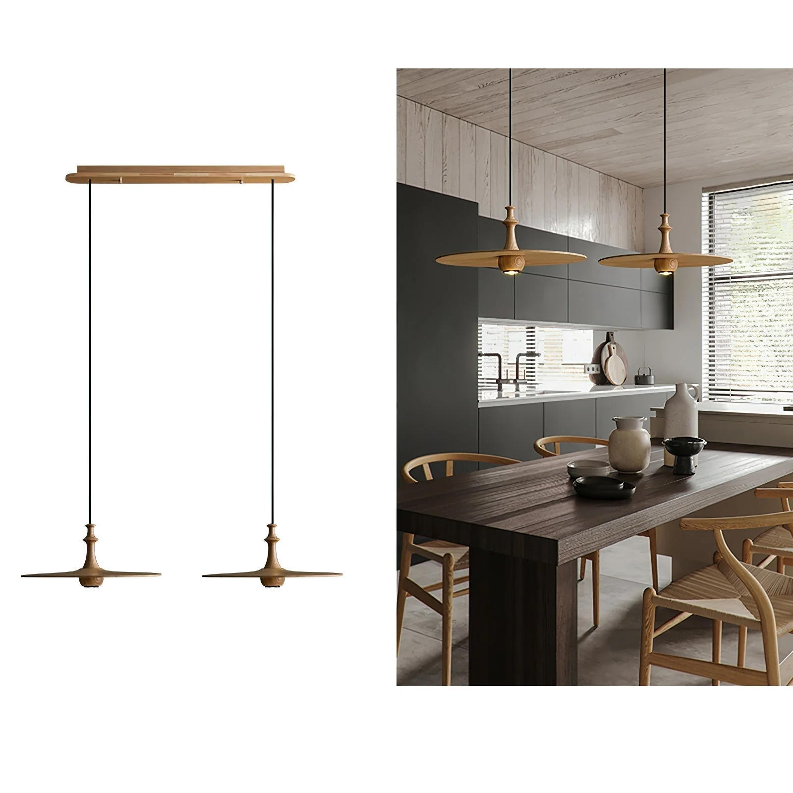 Syrinyra Sculptural Wood Disc Pendant Light - Image 21