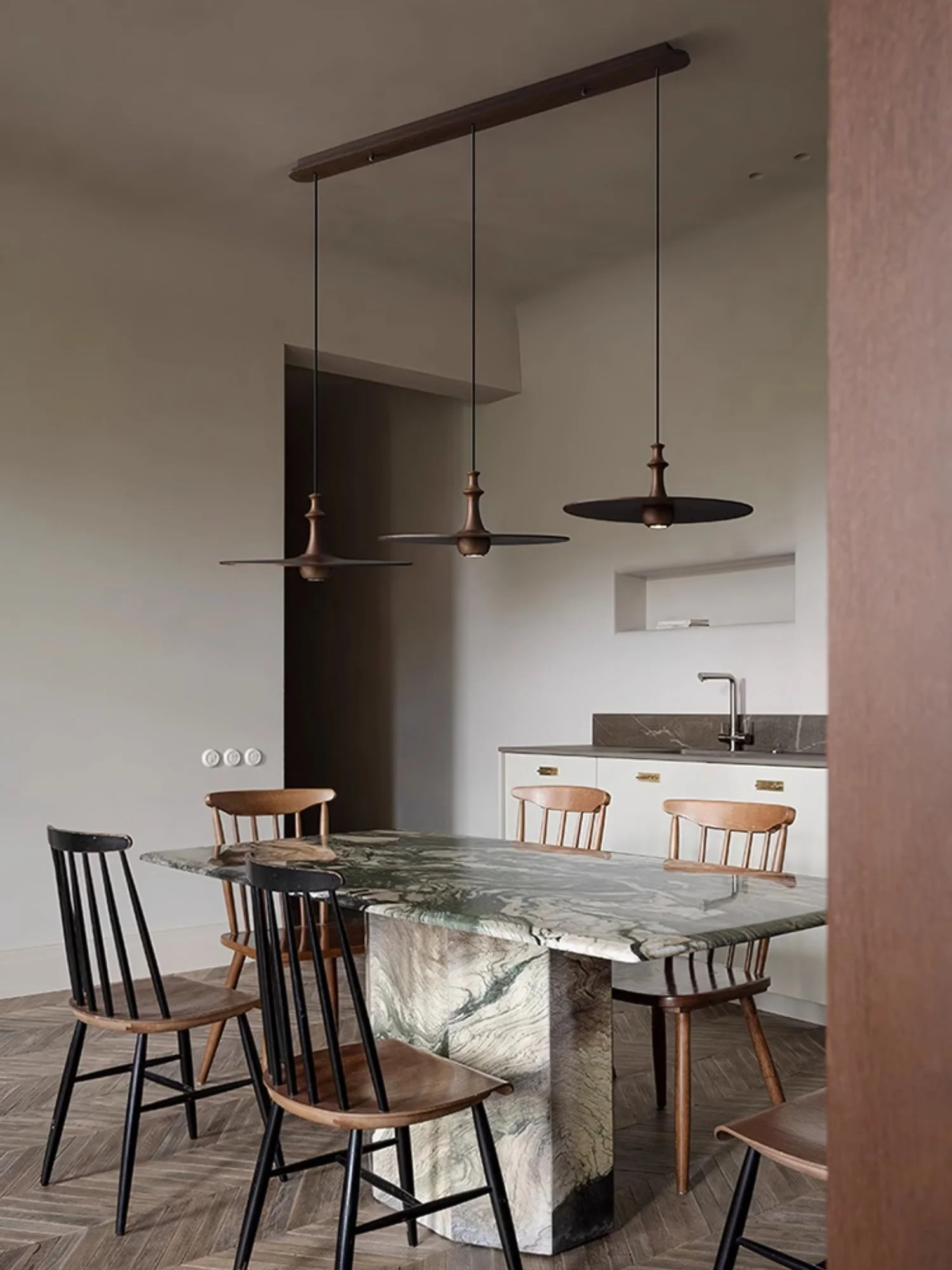 Syrinyra Sculptural Wood Disc Pendant Light - Image 3
