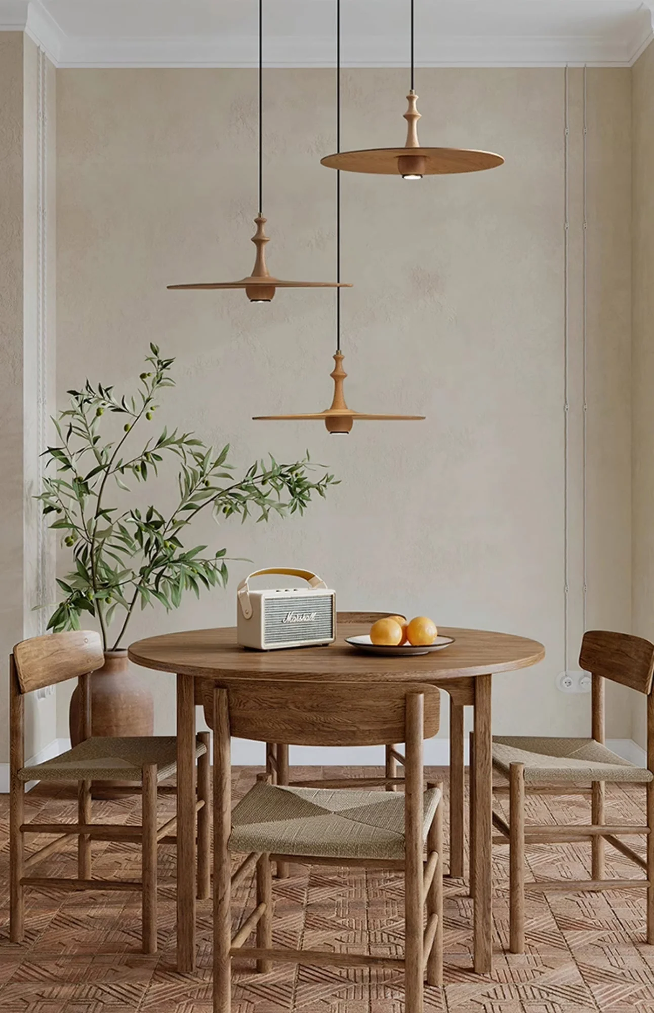 Syrinyra Sculptural Wood Disc Pendant Light - Image 34