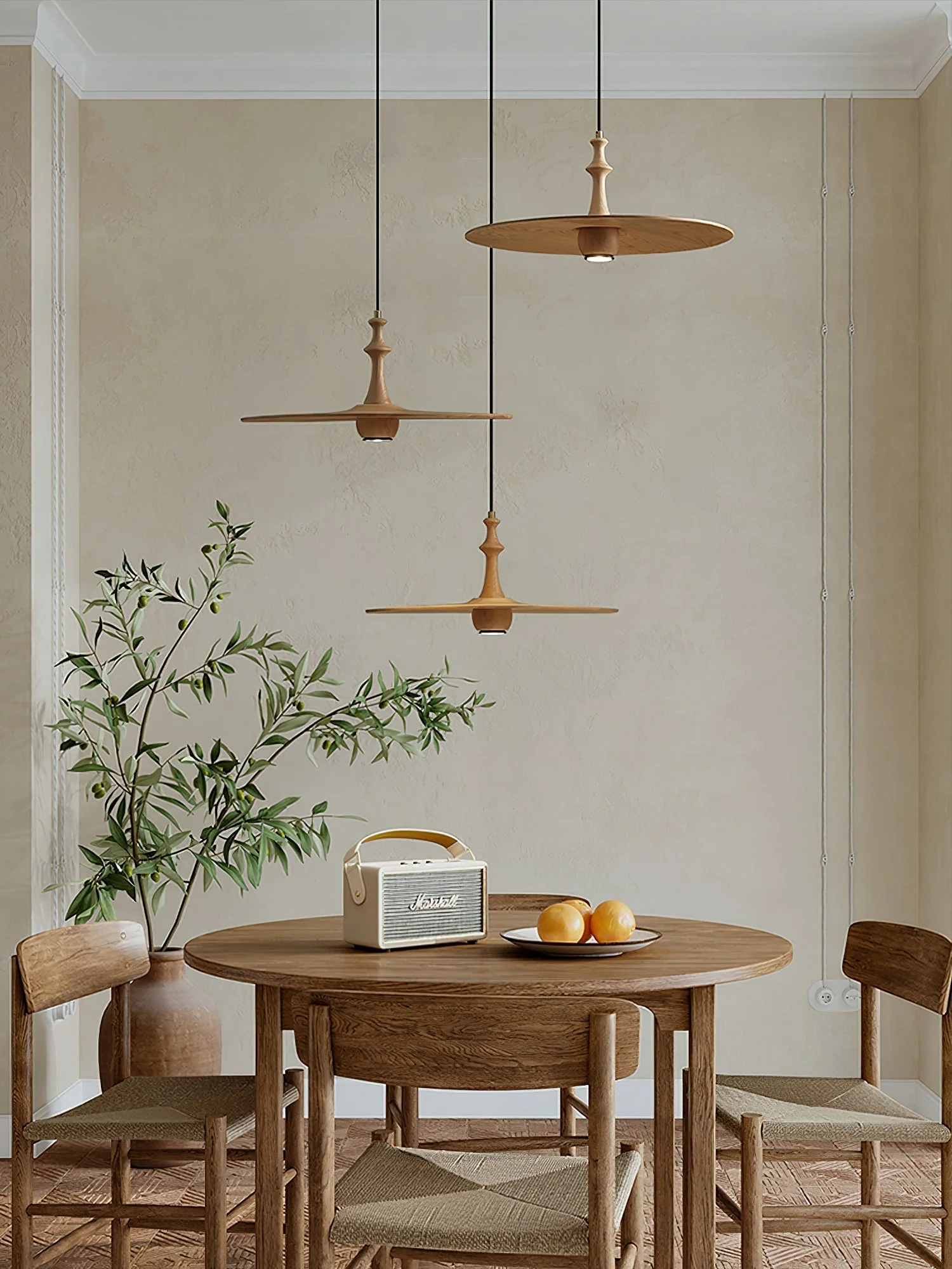 Syrinyra Sculptural Wood Disc Pendant Light - Image 4