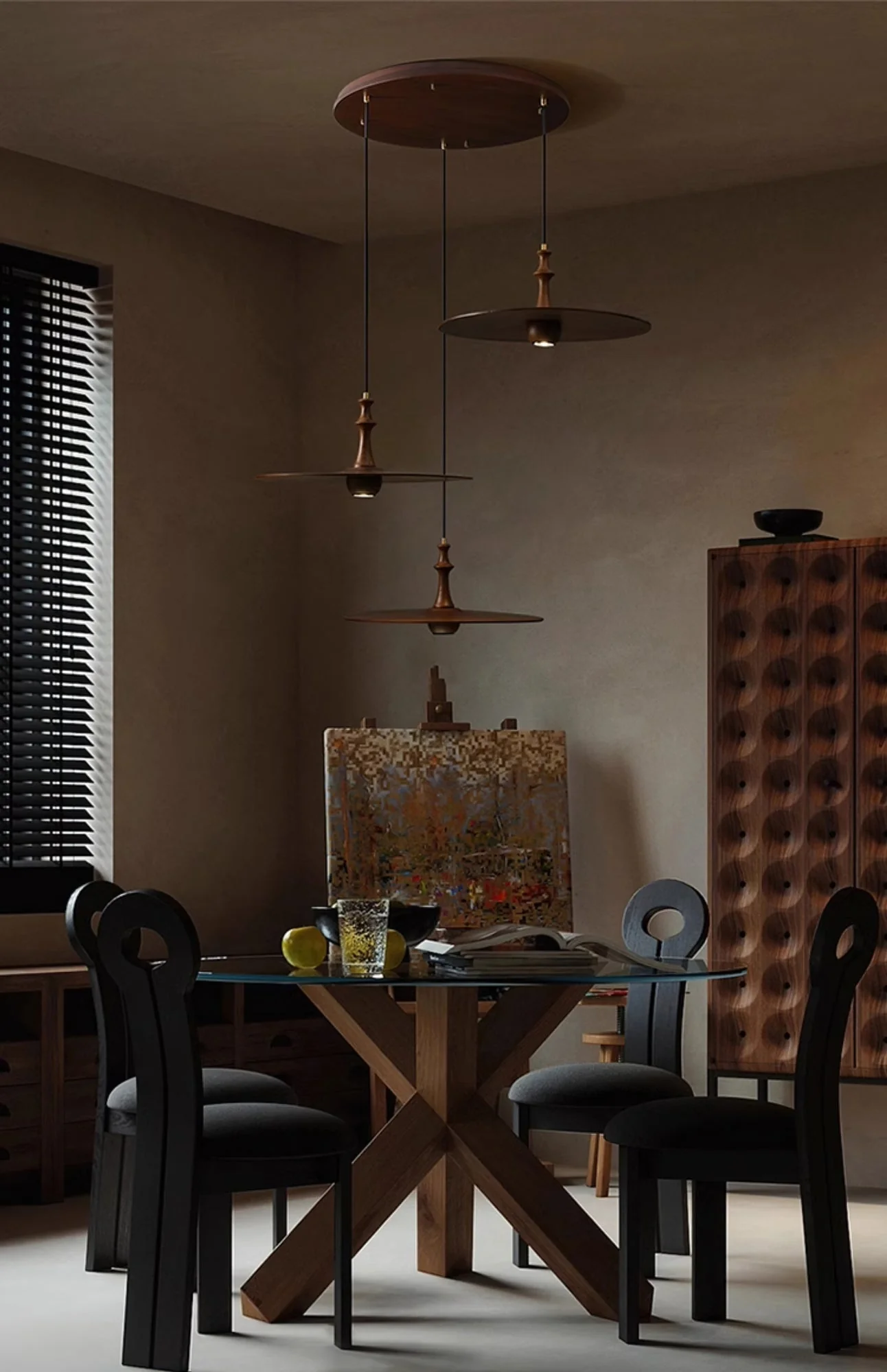 Syrinyra Sculptural Wood Disc Pendant Light - Image 56