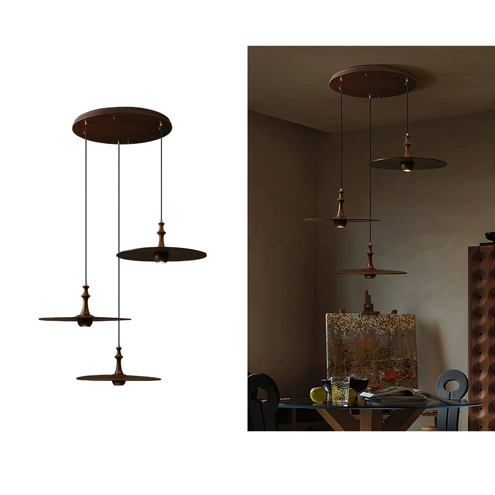 Syrinyra Sculptural Wood Disc Pendant Light - Image 8