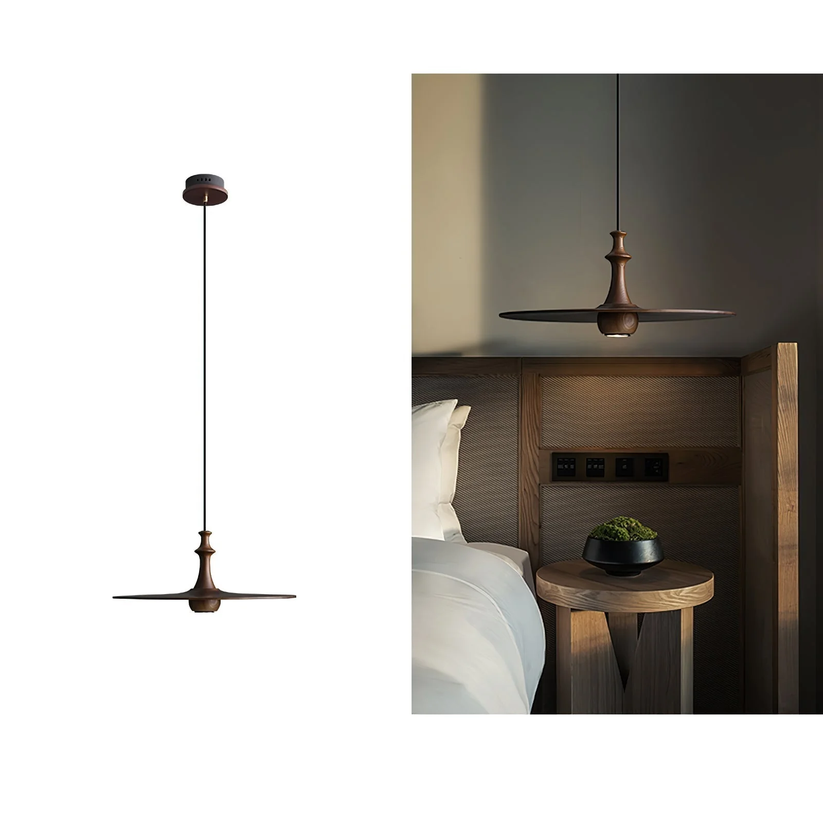 Syrinyra Sculptural Wood Disc Pendant Light - Image 9