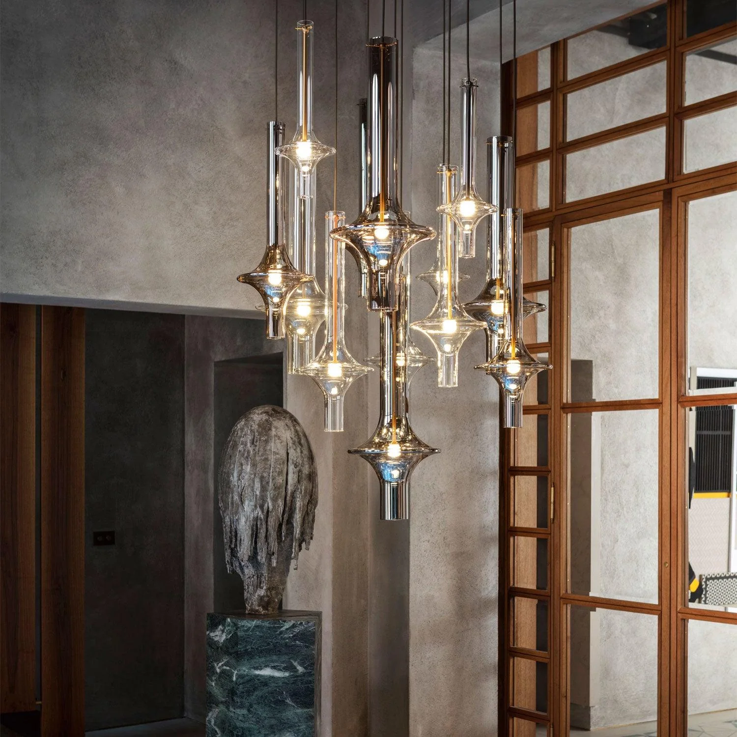 Talera Glass Industrial Glam Pendant Light - Image 28