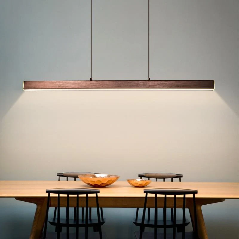 Thala Modern Linear Metal LED Pendant Light Black/Brown - Image 10
