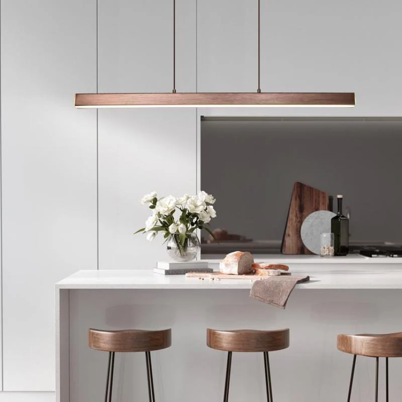 Thala Modern Linear Metal LED Pendant Light Black/Brown - Image 11