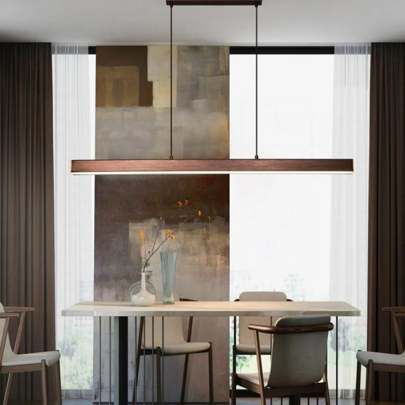 Thala Modern Linear Metal LED Pendant Light Black/Brown - Image 12