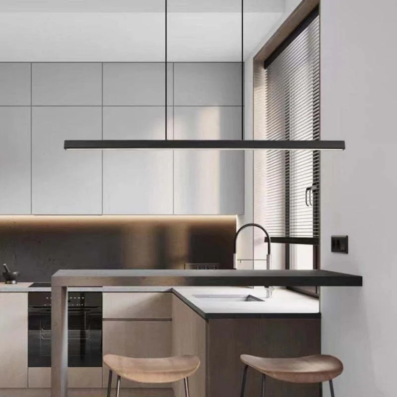 Thala Modern Linear Metal LED Pendant Light Black/Brown - Image 13