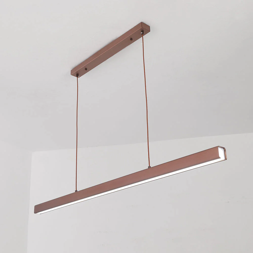 Thala Modern Linear Metal LED Pendant Light Black/Brown - Image 14