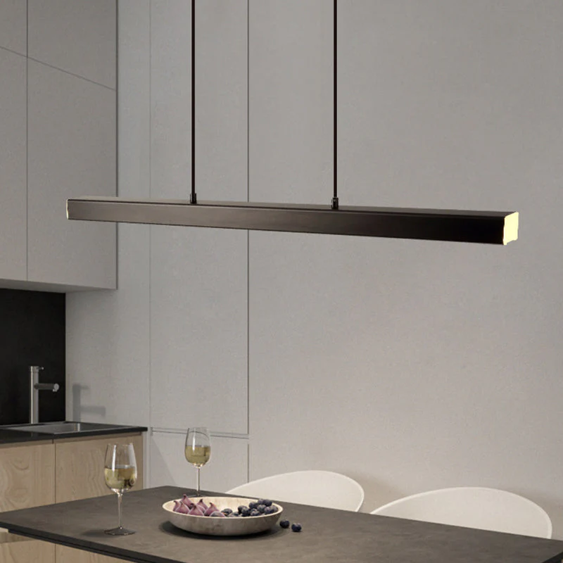 Thala Modern Linear Metal LED Pendant Light Black/Brown - Image 4