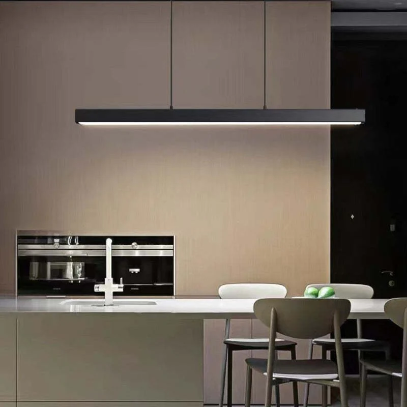Thala Modern Linear Metal LED Pendant Light Black/Brown - Image 8