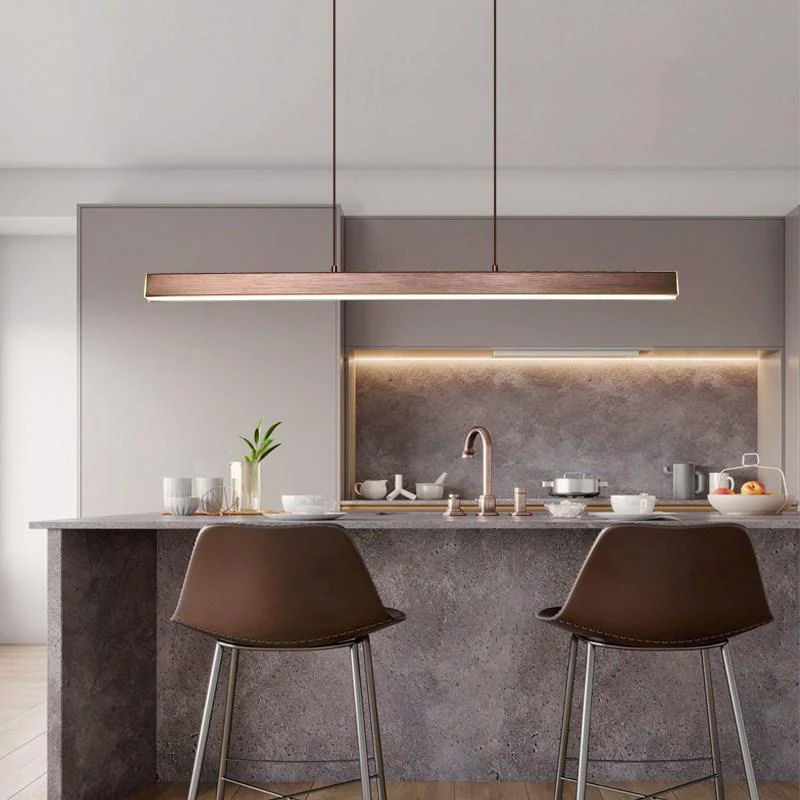 Thala Modern Linear Metal LED Pendant Light Black/Brown - Image 9