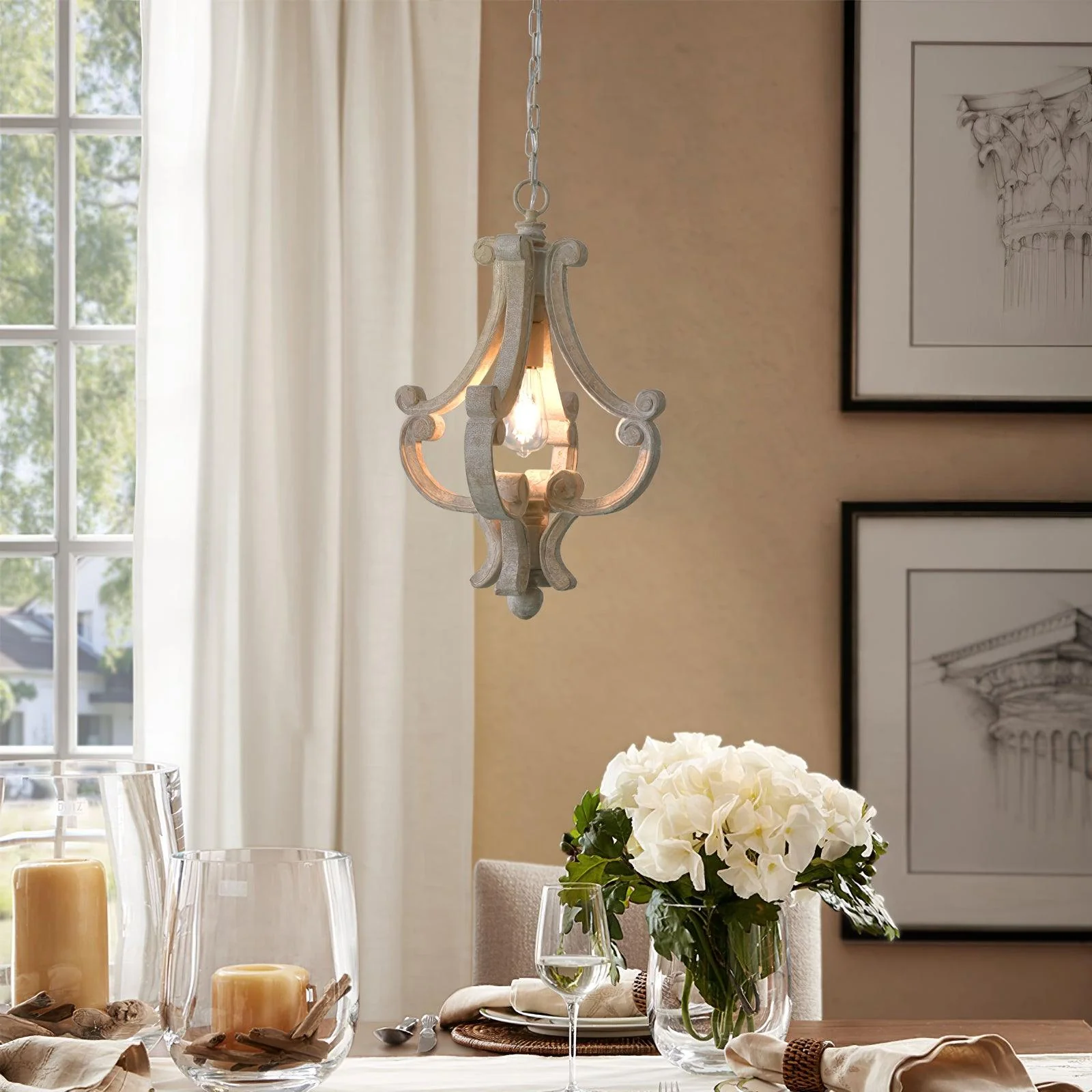 Thalien Wooden Glam Pendant Light - Image 12