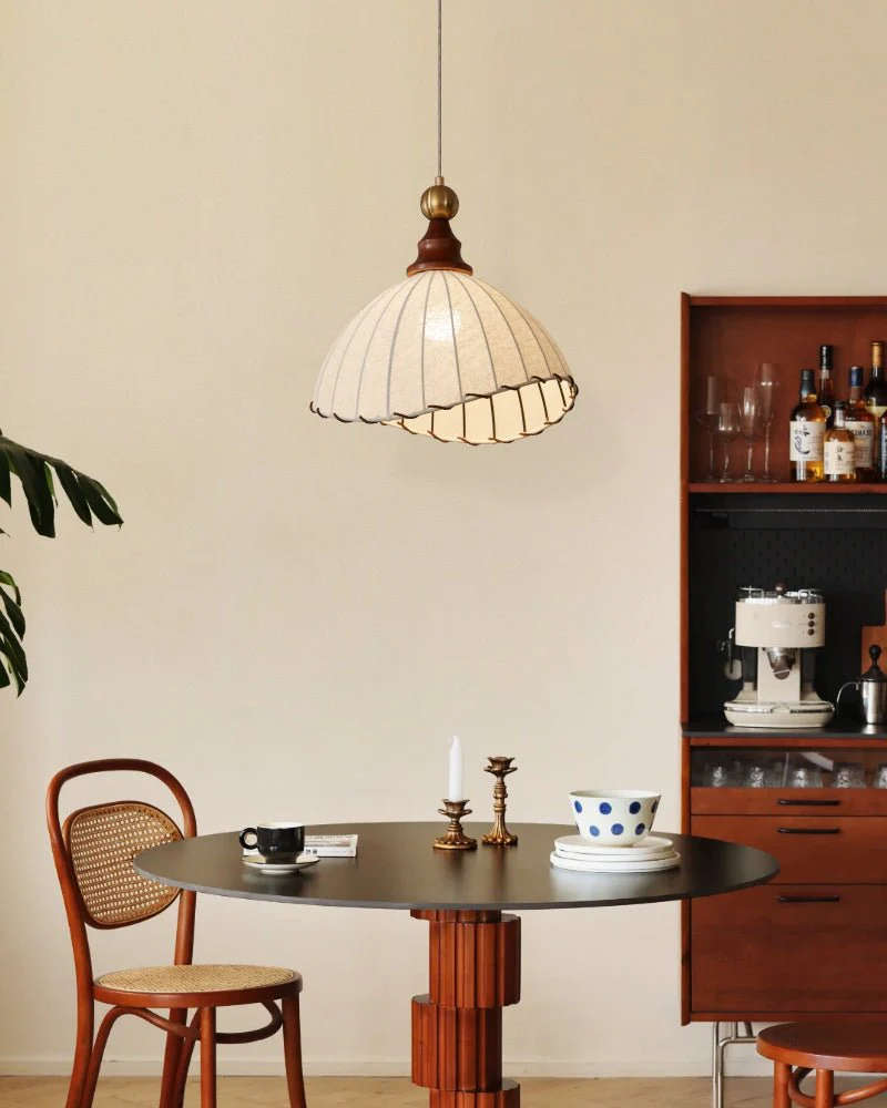 Thalira Wood Fabric Elegant Pendant Light - Image 10