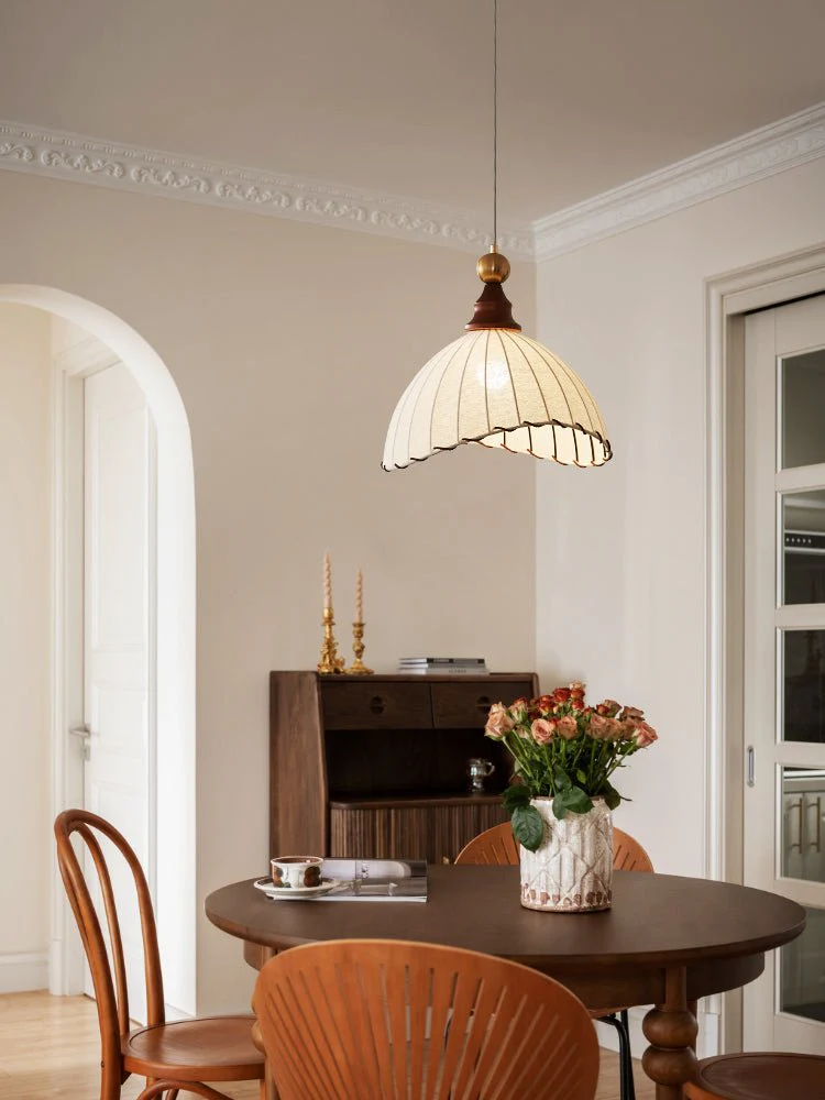 Thalira Wood Fabric Elegant Pendant Light - Image 18