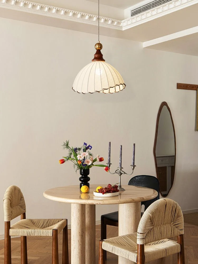 Thalira Wood Fabric Elegant Pendant Light - Image 19