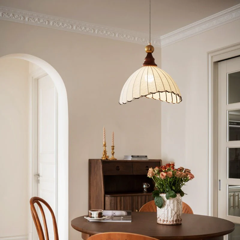 Thalira Wood Fabric Elegant Pendant Light - Image 5
