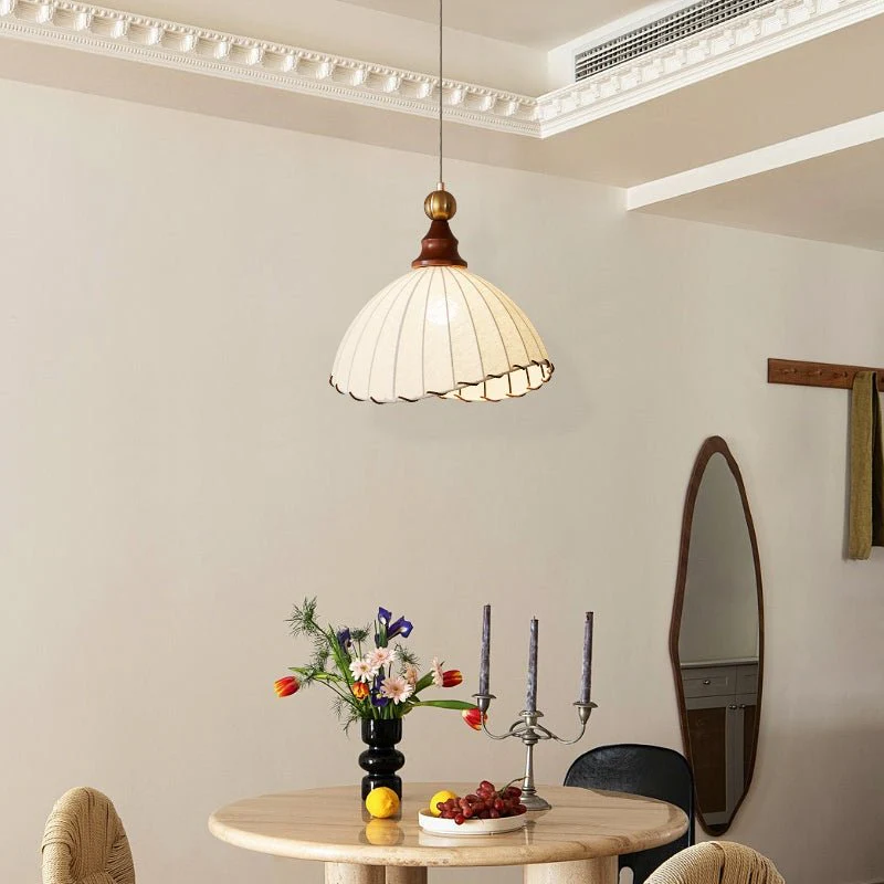 Thalira Wood Fabric Elegant Pendant Light - Image 6